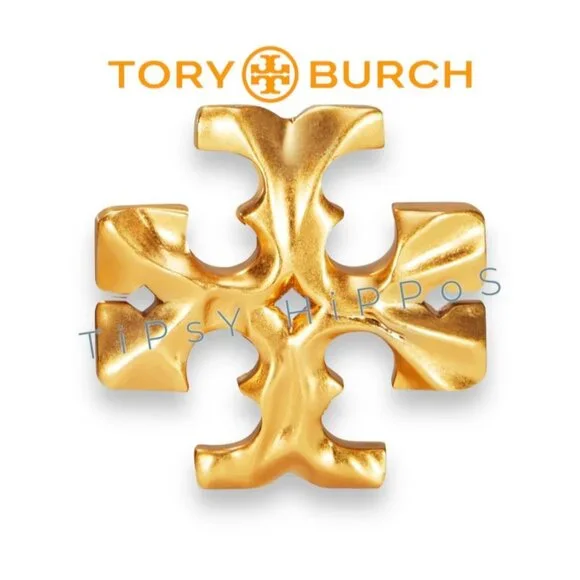 Tory Burch Roxanne Gold Logo Clip-On Earrings